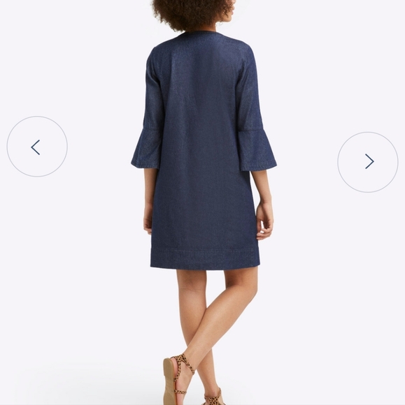 Draper James Chambray Ruffle Shift Dress Size 2 - Picture 2 of 12